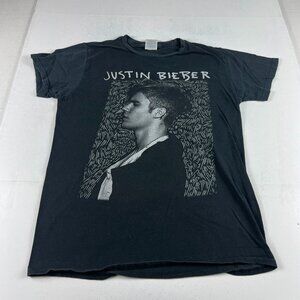 2016 Justin Bieber Purpose World Tour Shirt Small Black Faded Short Sleeve Tee